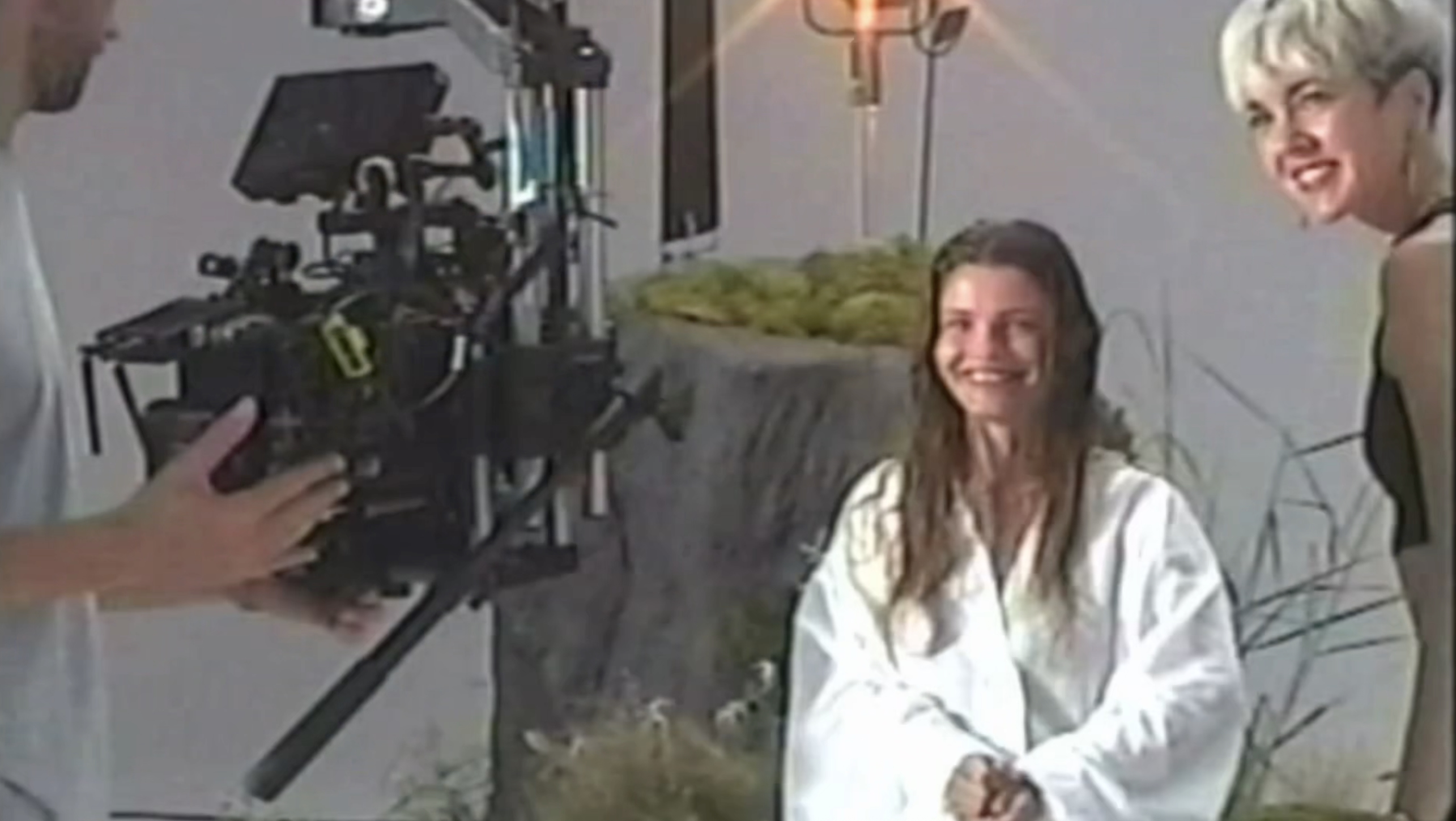 Movement Director Marie Zechiel aligning performer movement with camera and image on set.