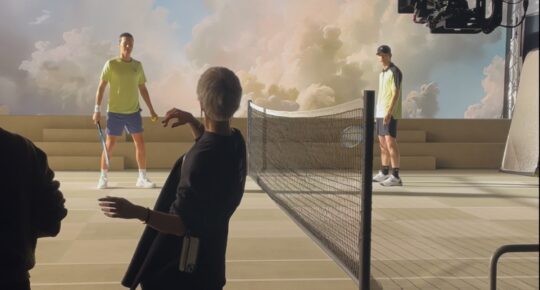 Movement Director Marie Zechiel working on set.